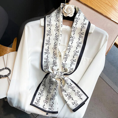 Moodne kõhn siidist sall naistele Mood Juuksepaelad Peapaelad Bandana Naiste kott Randmemähis Kaelarätik Foulard kaelasidemed