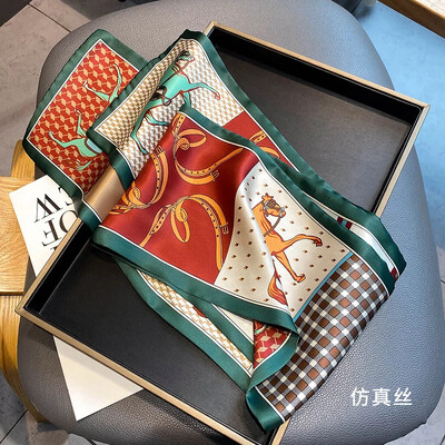 Moodne kõhn siidist sall naistele Mood Juuksepaelad Peapaelad Bandana Naiste kott Randmemähis Kaelarätik Foulard kaelasidemed