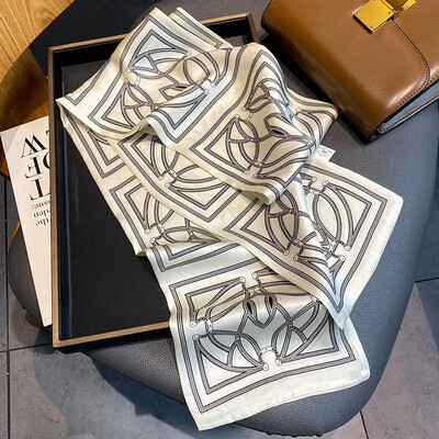 Moodne kõhn siidist sall naistele Mood Juuksepaelad Peapaelad Bandana Naiste kott Randmemähis Kaelarätik Foulard kaelasidemed