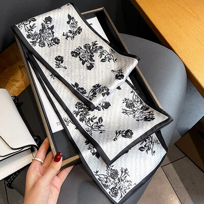 Moodne kõhn siidist sall naistele Mood Juuksepaelad Peapaelad Bandana Naiste kott Randmemähis Kaelarätik Foulard kaelasidemed