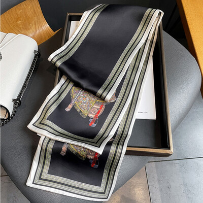 Moodne kõhn siidist sall naistele Mood Juuksepaelad Peapaelad Bandana Naiste kott Randmemähis Kaelarätik Foulard kaelasidemed