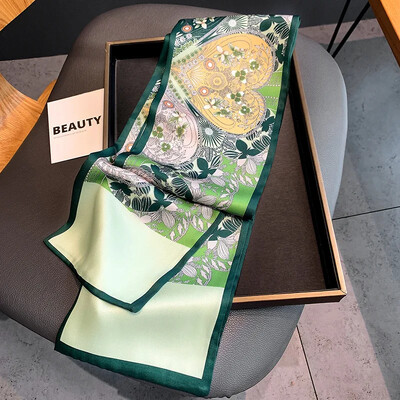 Moodne kõhn siidist sall naistele Mood Juuksepaelad Peapaelad Bandana Naiste kott Randmemähis Kaelarätik Foulard kaelasidemed