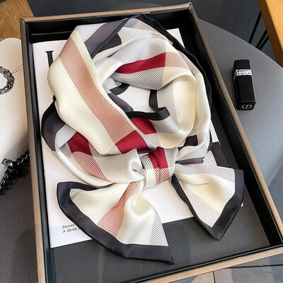 Moodne kõhn siidist sall naistele Mood Juuksepaelad Peapaelad Bandana Naiste kott Randmemähis Kaelarätik Foulard kaelasidemed