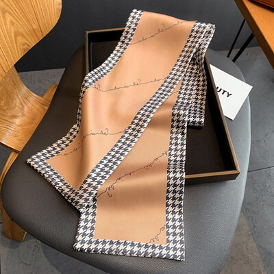 Moodne kõhn siidist sall naistele Mood Juuksepaelad Peapaelad Bandana Naiste kott Randmemähis Kaelarätik Foulard kaelasidemed