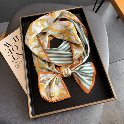 Moodne kõhn siidist sall naistele Mood Juuksepaelad Peapaelad Bandana Naiste kott Randmemähis Kaelarätik Foulard kaelasidemed