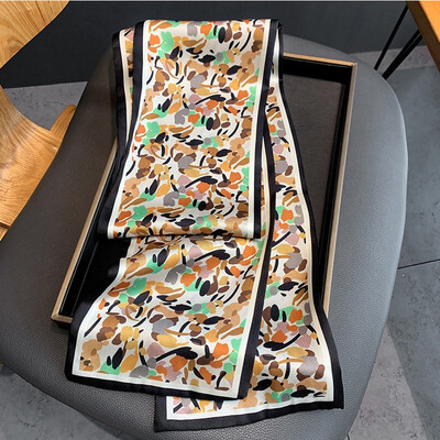 Moodne kõhn siidist sall naistele Mood Juuksepaelad Peapaelad Bandana Naiste kott Randmemähis Kaelarätik Foulard kaelasidemed