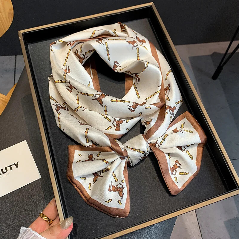Moodne kõhn siidist sall naistele Mood Juuksepaelad Peapaelad Bandana Naiste kott Randmemähis Kaelarätik Foulard kaelasidemed