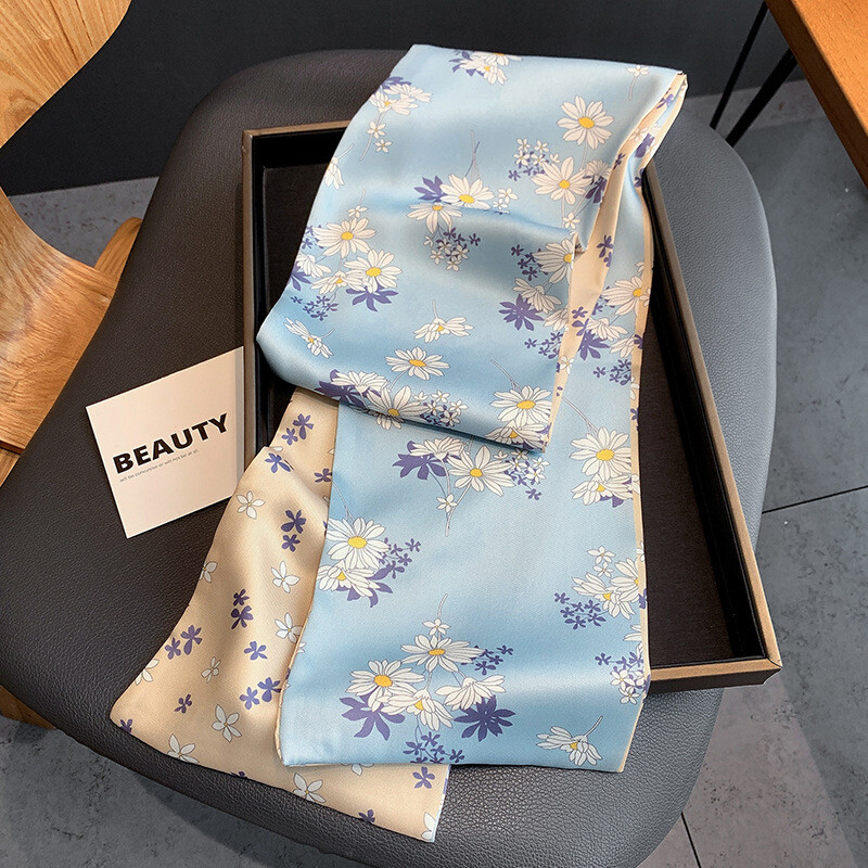 Moodne kõhn siidist sall naistele Mood Juuksepaelad Peapaelad Bandana Naiste kott Randmemähis Kaelarätik Foulard kaelasidemed