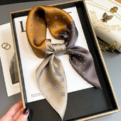 2024 Μεταξωτό φουλάρι πολυτελείας τετράγωνο Γυναικεία σάλια και περιτυλίγματα γραφείου Μικρά μαλλιά χιτζάμπ λαιμού Μαντήλι Foulard Γυναικεία μαντήλια 70*70cm