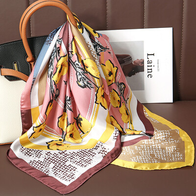 2024 Μεταξωτό φουλάρι πολυτελείας τετράγωνο Γυναικεία σάλια και περιτυλίγματα γραφείου Μικρά μαλλιά χιτζάμπ λαιμού Μαντήλι Foulard Γυναικεία μαντήλια 70*70cm