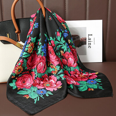 2024 Μεταξωτό φουλάρι πολυτελείας τετράγωνο Γυναικεία σάλια και περιτυλίγματα γραφείου Μικρά μαλλιά χιτζάμπ λαιμού Μαντήλι Foulard Γυναικεία μαντήλια 70*70cm