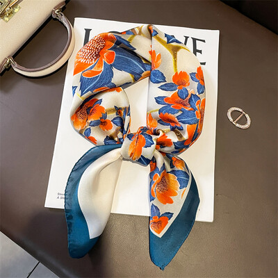 2024 Μεταξωτό φουλάρι πολυτελείας τετράγωνο Γυναικεία σάλια και περιτυλίγματα γραφείου Μικρά μαλλιά χιτζάμπ λαιμού Μαντήλι Foulard Γυναικεία μαντήλια 70*70cm