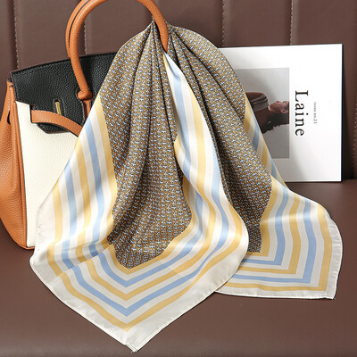 2024 Μεταξωτό φουλάρι πολυτελείας τετράγωνο Γυναικεία σάλια και περιτυλίγματα γραφείου Μικρά μαλλιά χιτζάμπ λαιμού Μαντήλι Foulard Γυναικεία μαντήλια 70*70cm