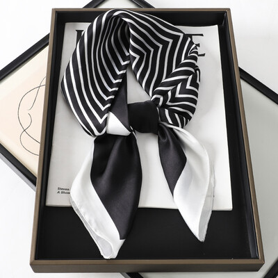 2024 Μεταξωτό φουλάρι πολυτελείας τετράγωνο Γυναικεία σάλια και περιτυλίγματα γραφείου Μικρά μαλλιά χιτζάμπ λαιμού Μαντήλι Foulard Γυναικεία μαντήλια 70*70cm