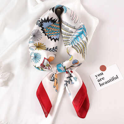 2024 Μεταξωτό φουλάρι πολυτελείας τετράγωνο Γυναικεία σάλια και περιτυλίγματα γραφείου Μικρά μαλλιά χιτζάμπ λαιμού Μαντήλι Foulard Γυναικεία μαντήλια 70*70cm