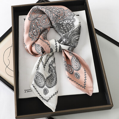 2024 Μεταξωτό φουλάρι πολυτελείας τετράγωνο Γυναικεία σάλια και περιτυλίγματα γραφείου Μικρά μαλλιά χιτζάμπ λαιμού Μαντήλι Foulard Γυναικεία μαντήλια 70*70cm