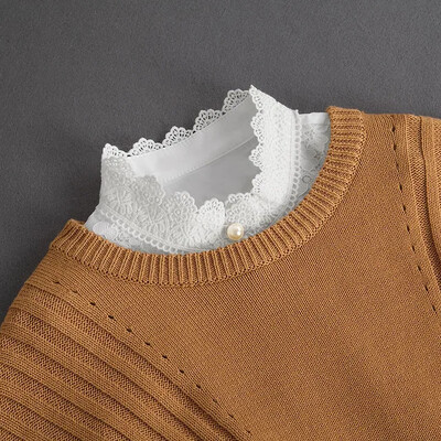 Fashion 2023 ees lips valge võltskrae naistele seisev eemaldatav kaelarihm võlts tüdrukute vintage pits naiste vale pluus krae