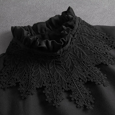 Fashion 2023 ees lips valge võltskrae naistele seisev eemaldatav kaelarihm võlts tüdrukute vintage pits naiste vale pluus krae