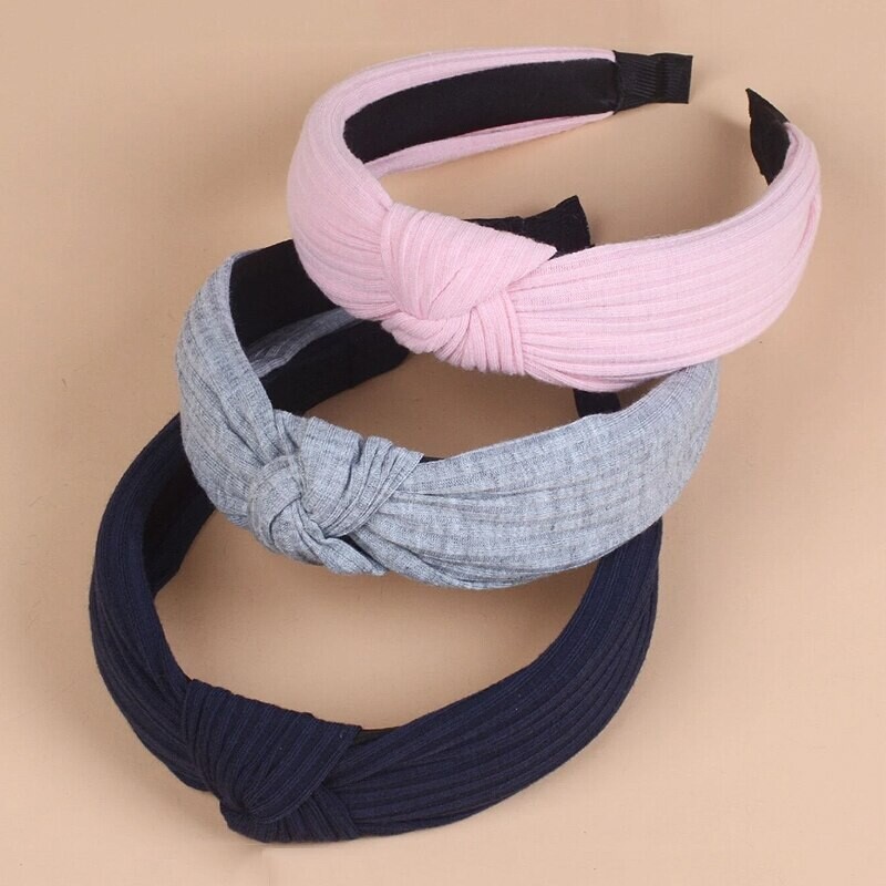 3 tk Sõlmitud peapaelad naistele Tüdrukutele Ühevärvilised juuksepaelad Lihtne ristsõlmega juuksepaelad Peakatted Juuste aksessuaarid naistele