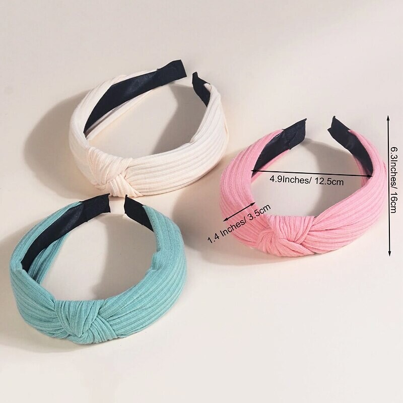 3 tk Sõlmitud peapaelad naistele Tüdrukutele Ühevärvilised juuksepaelad Lihtne ristsõlmega juuksepaelad Peakatted Juuste aksessuaarid naistele