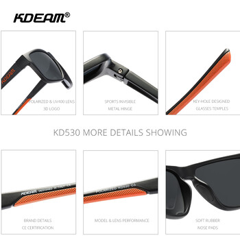 KDEAM Νέα Polarized ανδρικά γυαλιά ηλίου τετράγωνα φωτοχρωμικά γυαλιά ηλίου εξωτερικού χώρου Γυναικεία αντιολισθητικά μαξιλαράκια μύτης Περιλαμβάνονται πλήρη αξεσουάρ