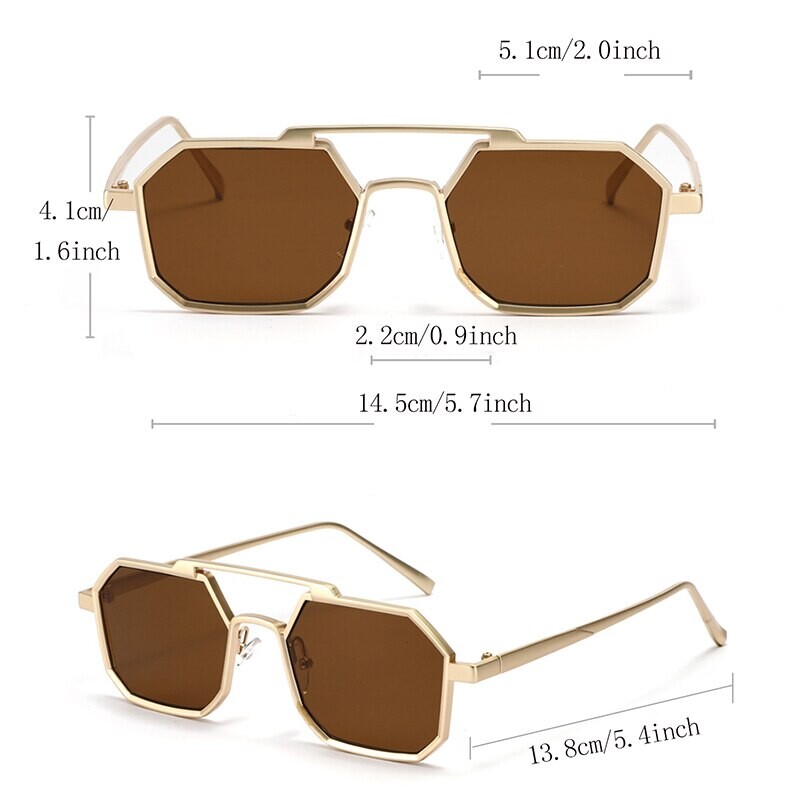 Klassikalised Metallist Punk Square Päikeseprillid Mehed Naiste Retro Double Bridges Mood Naised Polygon Päikeseprillid Trendikad Vintage Varjud UV400