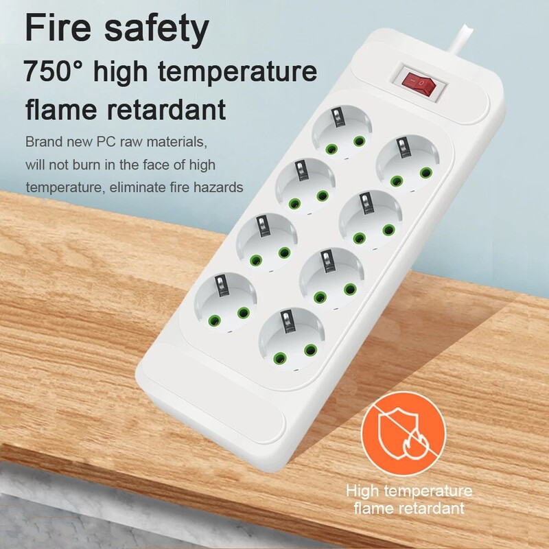 Πρίζα εναλλασσόμενου ρεύματος EU Multitap Πολύπριζο προέκτασης 2m Ηλεκτρική πρίζα Έξυπνη USB οικιακή προστασία από υπερτάσεις Φίλτρο δικτύου