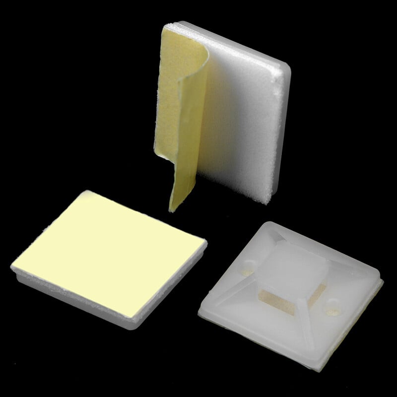 Kinnitusistme klambrid Isekleepuv kaablisideme alus 100 tk juhtmestiku tarvikud valge tõmblipsu kinnitus 2 cm x 2 cm traat seinahoidik