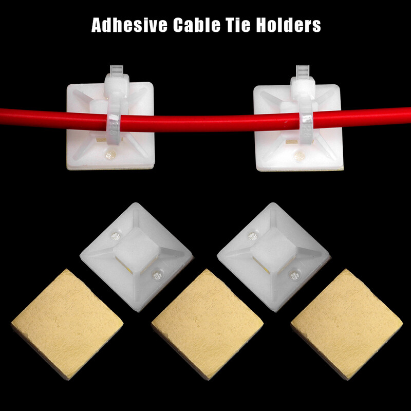Kinnitusistme klambrid Isekleepuv kaablisideme alus 100 tk juhtmestiku tarvikud valge tõmblipsu kinnitus 2 cm x 2 cm traat seinahoidik