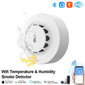 ONENUO WiFi dūmų detektorius gaisro dūmų signalizacija su temperatūros drėgmės aptikimu 80dB garsas, skirtas Alexa Google Home Tuya Smart Life