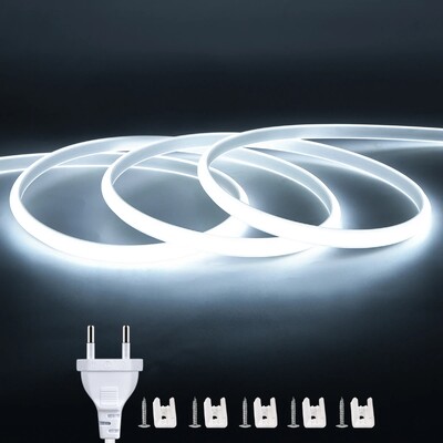 1M-30M 220V COB LED лентова лампа Водоустойчива COB LED лента EU Power Plug Гъвкава лентова лампа за спалня, кухня, външен декор