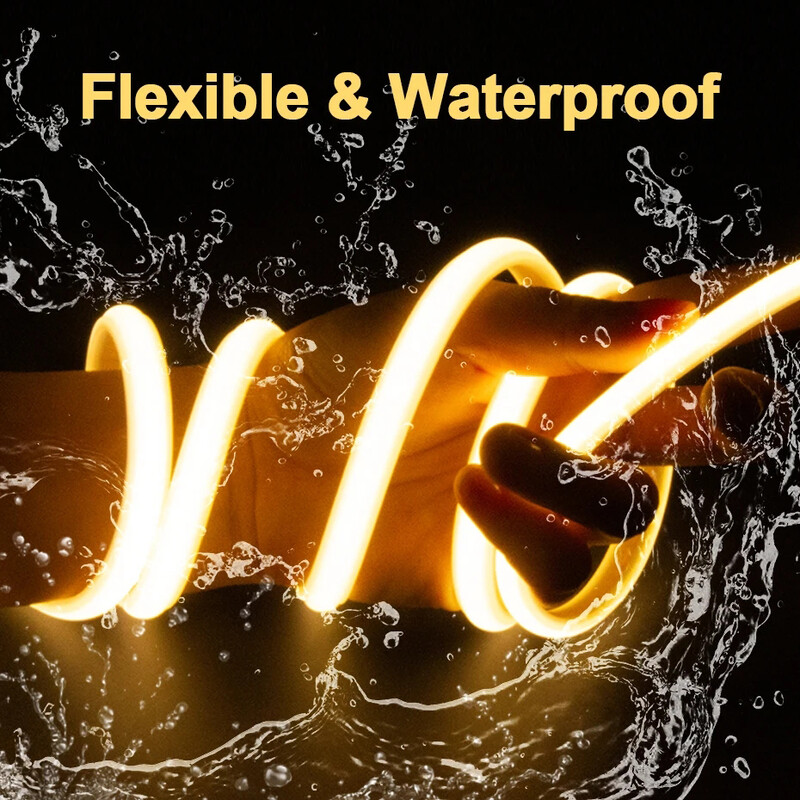 Bandă de lumină COB LED 1M-30M 220V, bandă LED COB impermeabilă, priză UE, lampă cu bandă flexibilă pentru dormitor, bucătărie, decor exterior