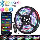 DC 5V 3M LED лентови светлини RGBIC WS2812B Phantom Bluetooth APP Дистанционно управление PC TV Атмосфера в хола Светлина Декорация на стаята