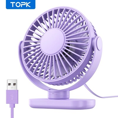 TOPK mini nešiojamas ventiliatorius, USB stalas elektrinis ventiliatoriaus stalas stovyklavimui, 360° besisukantis 3 greičiai maži stovintys ventiliatoriai, skirti namų biurui