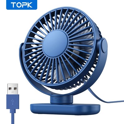 TOPK mini nešiojamas ventiliatorius, USB stalas elektrinis ventiliatoriaus stalas stovyklavimui, 360° besisukantis 3 greičiai maži stovintys ventiliatoriai, skirti namų biurui