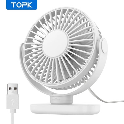TOPK mini nešiojamas ventiliatorius, USB stalas elektrinis ventiliatoriaus stalas stovyklavimui, 360° besisukantis 3 greičiai maži stovintys ventiliatoriai, skirti namų biurui