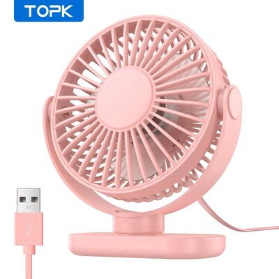 TOPK mini nešiojamas ventiliatorius, USB stalas elektrinis ventiliatoriaus stalas stovyklavimui, 360° besisukantis 3 greičiai maži stovintys ventiliatoriai, skirti namų biurui