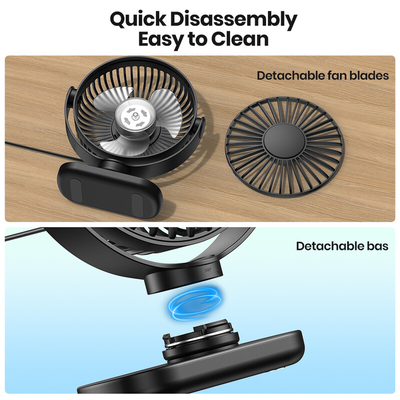 Μίνι φορητός ανεμιστήρας TOPK, Επιτραπέζιο ηλεκτρικό τραπέζι ανεμιστήρα USB για κατασκήνωση, Περιστροφή 360° 3 ταχύτητες Μικροί όρθιοι ανεμιστήρες για οικιακό γραφείο δωματίου