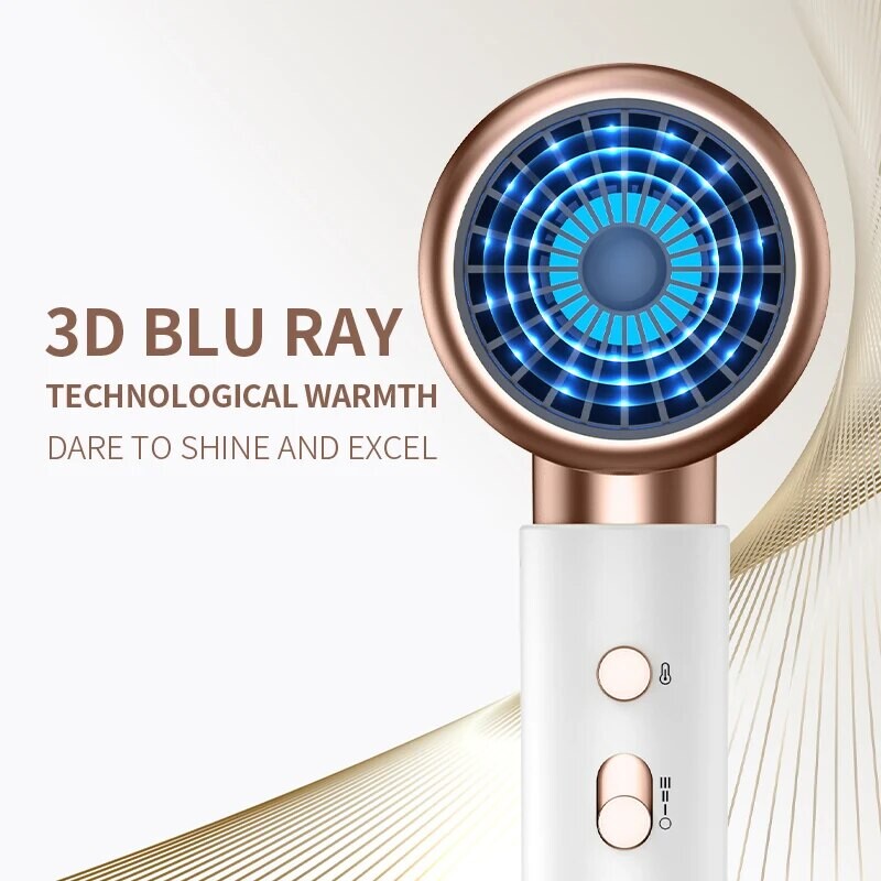 Uscător de păr, turbină electrică de mare viteză, zgomot redus, temperatură constantă și uscare rapidă, potrivit pentru saloanele de acasă.