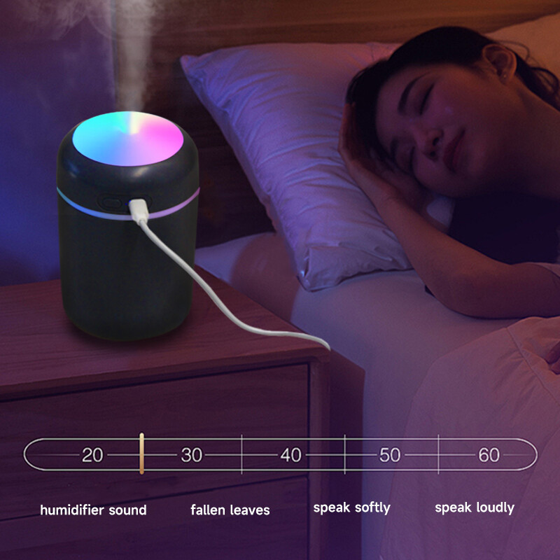 USB sõiduki ultraheli õhuniisutaja mini vaigistatud lauaarvuti eeterlike õlide hajuti kaasaskantav lõhnahajuti värviliste LED-tuledega