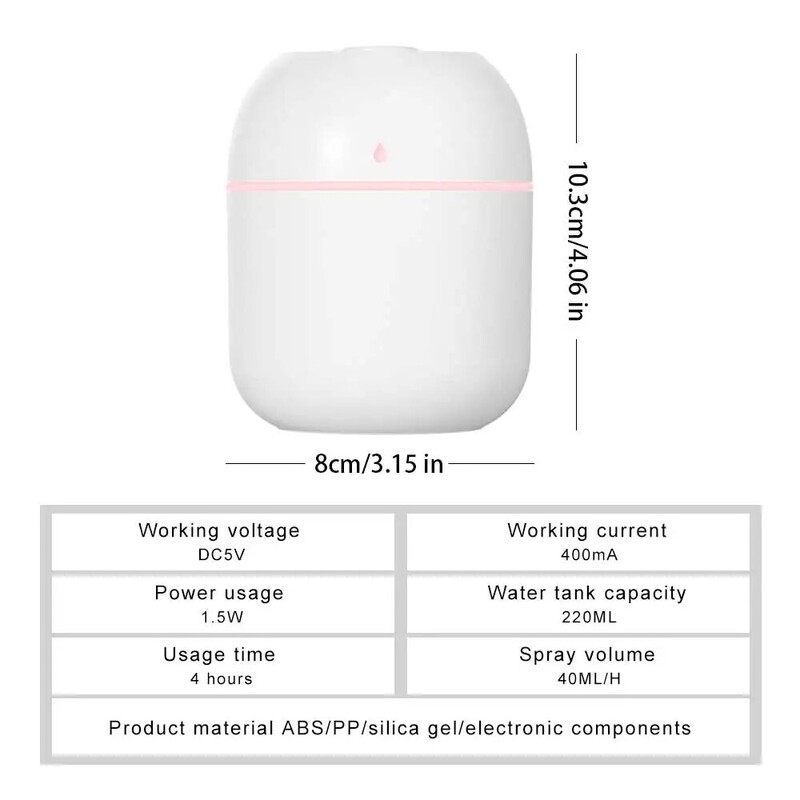 Μίνι φορητός υγραντήρας αέρα Drop Air USB Desktop εσωτερικού χώρου Οικιακός υγραντήρας ατμοποίησης αέρα σίγασης