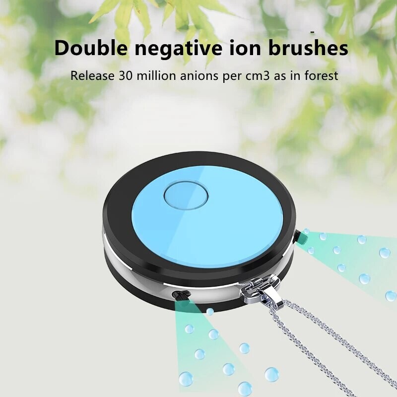 Kantav õhupuhasti, negatiivsete ioonide generaatoriga kaelakee, USB-taaslaetav ja kaasaskantav õues, kodus, kontoris