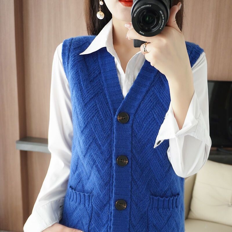 2023 Νέα μάλλινη ζακέτα γυναικεία φθινοπωρινή χειμερινή γυναικεία ζακέτα με λεπτή πλεκτή λαιμόκοψη V με λαιμόκοψη