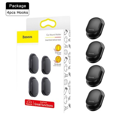 Куки за кола Baseus Съхранение на органайзери 4PCS Кукички за чанти USB кабел Съхранение на ключове за слушалки Автозакопчалки Закачалки Щипки Аксесоари