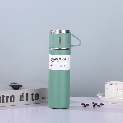 500ML 304 Неръждаема стомана Вакуумно изолирана бутилка Подаръчен комплект Офис Бизнес стил Чаша за кафе Термос Преносима колба Гарафа