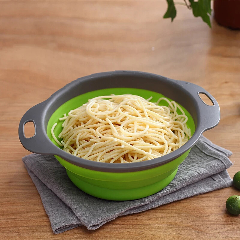 1/2 τεμ. Σιλικόνη Στρογγυλή Πτυσσόμενη Λαχανικά Φρούτα Καλάθι Αποστράγγισης Στρωτήρι Πτυσσόμενο Στραγγιστήρι Αξεσουάρ κουζίνας