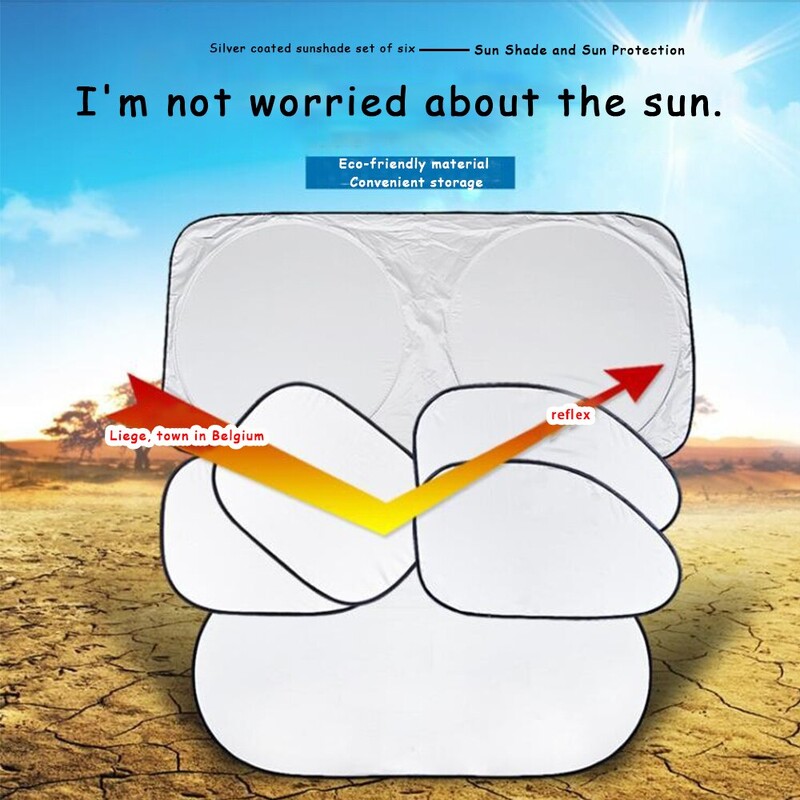 6 tükki/komplekti auto päikesevari esiklaasi katted lumevastased jääakna UV-kaitsekilp peegeldav päikeseblokk eesmine taga tagakülg