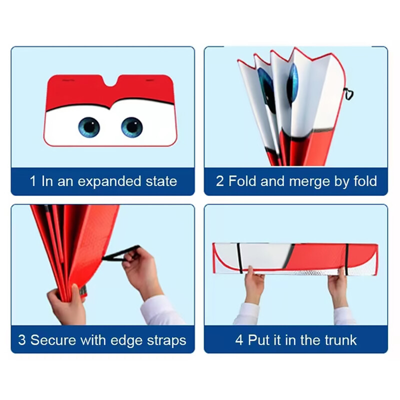 Automobilio apsauga nuo saulės 4 spalvų Akys Šildomas priekinis stiklas Uždangalas nuo saulės Automobilio lango priekinio stiklo uždangalas Saulės gaubtas nuo saulės Automatinis saulės skydelis Automobilių uždangalai