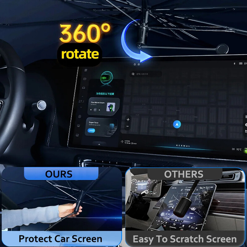 Ομπρέλα παρμπρίζ με σκίαστρα αυτοκινήτου Μπροστινή ομπρέλα σκιάστρου Πτυσσόμενη καλοκαιρινή προστασία Καθίσματος αυτοκινήτου Θερμομόνωση Αξεσουάρ αυτοκινήτου