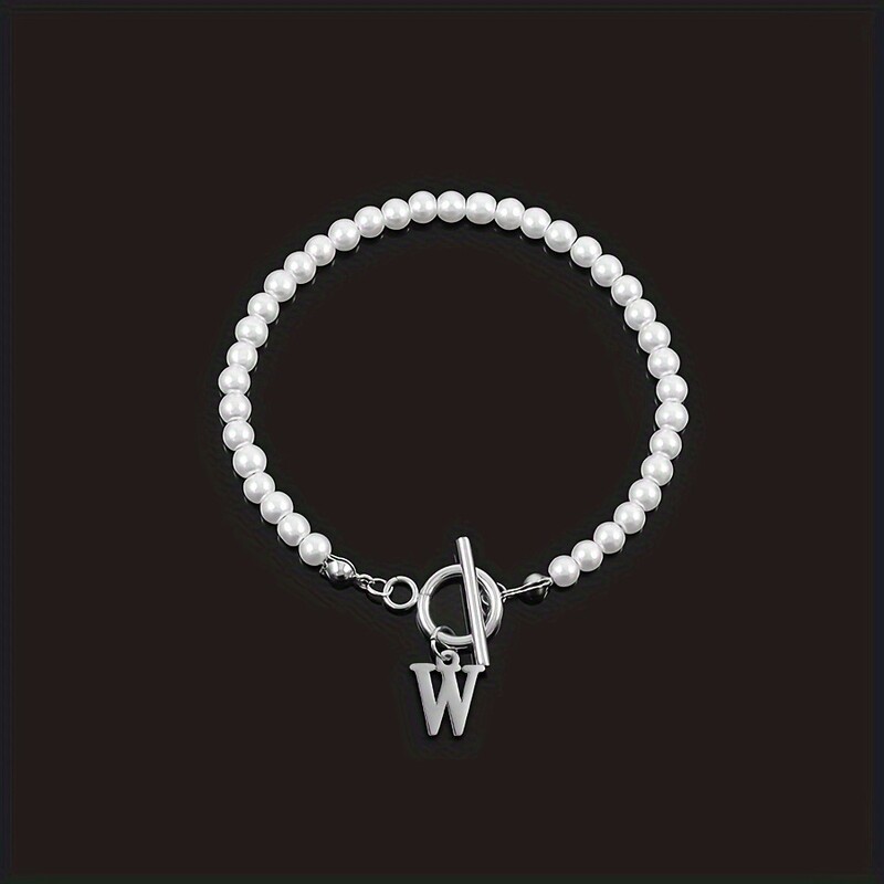 Piiriülene retro lihtsa stiili imitatsiooniga pärlikirjaga käevõru naistele OT pandlaga helmestega algustähega käevõru hulgimüük